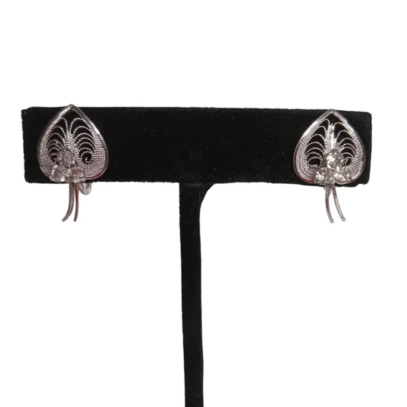 VINTAGE STERLING SILVER SCREWBACK EARRINGS BRAND‎ UNKNOWN VGC - Picture 2 of 9